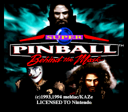Super Pinball - Behind the Mask (Europe) Title Screen